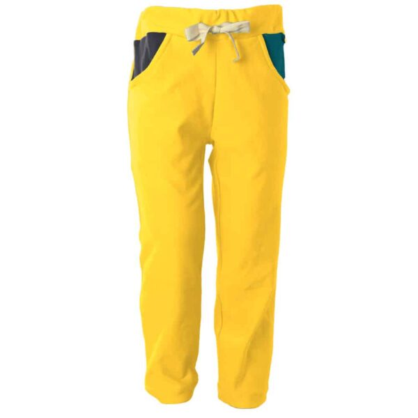 Pantalones de chándal orgánicos para niños Dirusake en color amarillo