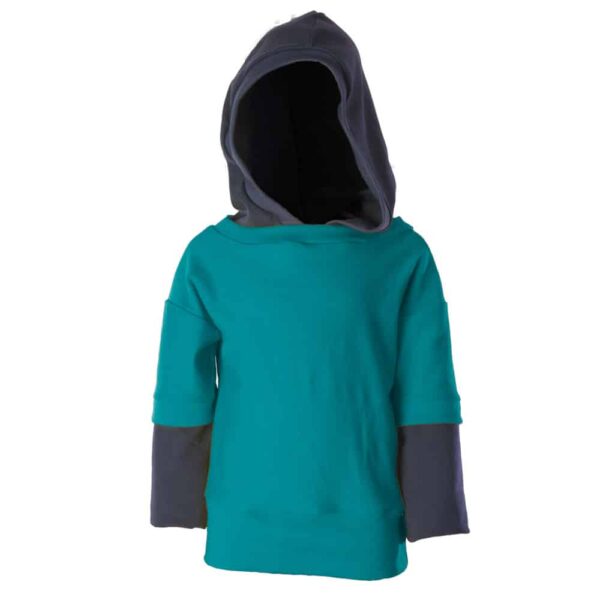 Sudadera efecto superpuesto de estilo Gamberro en color petróleo y azul marino para niños, de ToTó