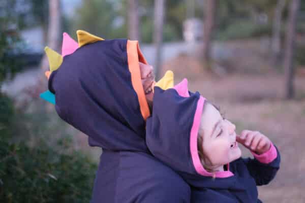 Father and daughter matching dino hoodie